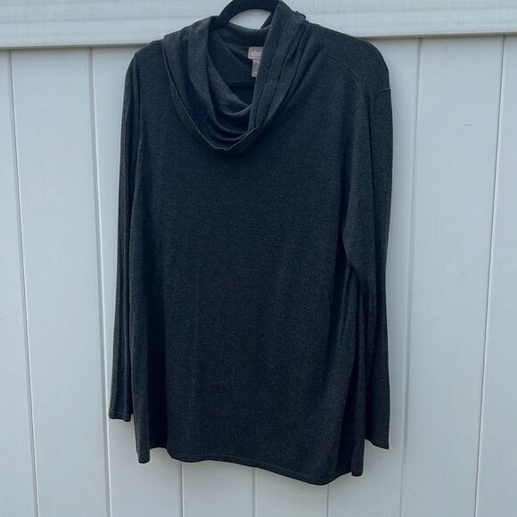 Chicos Gray Cowl Neck Long Sleeve sweater size 3 (16) - Picture 1 of 6